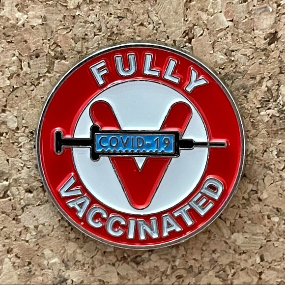Fully Vaccinated COVID-19 Enamel Pin - Picture 1 of 6